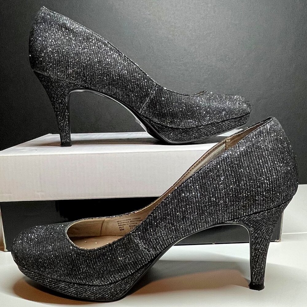 Alfani Madyson Gunmetal Metallic Platform Heels Pumps